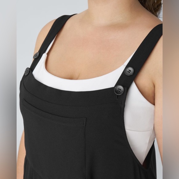 Halara Adjustable Strap Button Multiple Pockets Plicated Waffle Overalls NEW XL - Picture 4 of 5